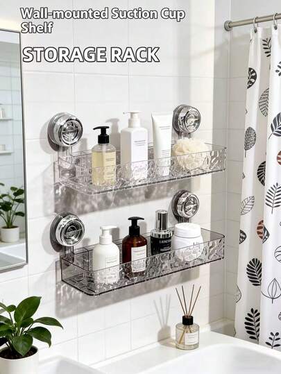 Strong Suction Corner Shelf | Transparent Acrylic Bathroom Corner Rack | Drill-Free Bathroom Storage Organizer