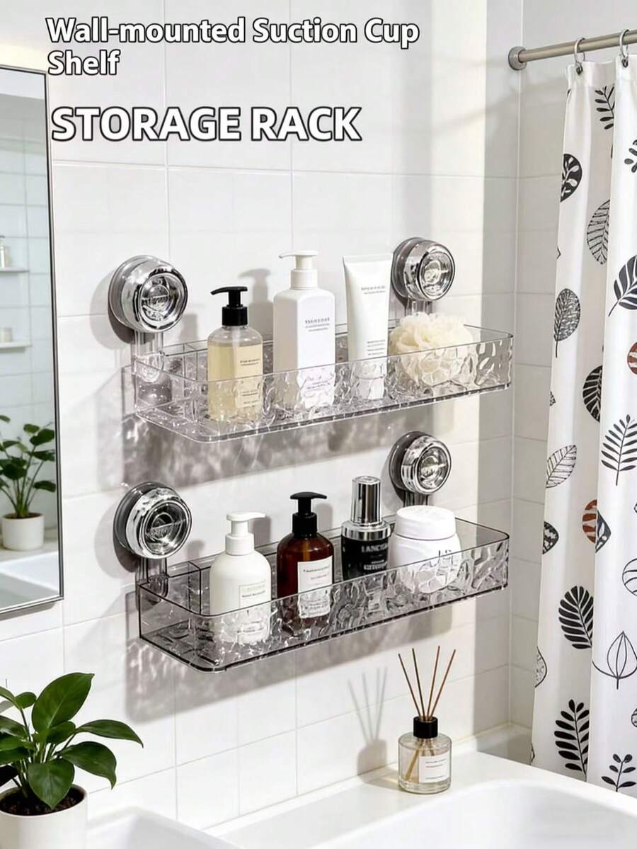 Estantería de esquina con fuerte succión | Estantería de esquina de baño de acrílico transparente | Organizador de almacenamiento de baño sin taladro