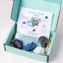 5件套天然紫水晶和透石膏脉轮水晶石套装 – 灵气疗愈瑜伽宝石收藏礼盒 - 彩色套盒 - 查看 4