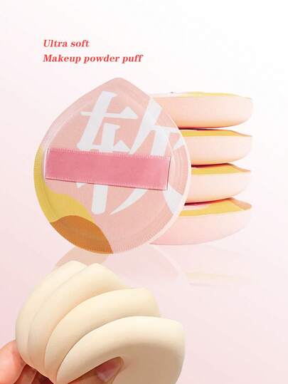 2个/套 超柔软粉色化妆海绵，蓬松三角形，可重复使用和清洗，适用于散粉、粉底，干湿两用，亲水性聚氨酯海绵，不吸水，轻盈易用，适合化妆新手，必备化妆工具，返校礼物，适用于各种液体、膏状和粉状产品的晕染，修容工具，高品质化妆工具