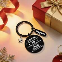 1pc Funny & Meaningful Brother Gift, Stainless Steel Keychain, Cool Black Key Ring, Suitable For Brother's Birthday, Graduation, Unique Gift, You Are Awesome - Black - View 3