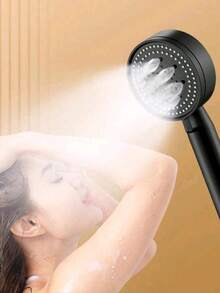 1pc Handheld Pressurized Shower Head With Hose, 5 Adjustable Water Flow Modes, Bathroom Shower Head, Bathroom Hardware Accessories - Black - View 6