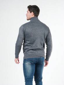 Men's Sweater With Zipper And Pocket - 灰色 - 查看 2