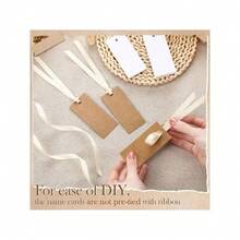 ‌50-Pack Sage Green Place Cards, 1.57x3.54 Inch Elegant Name Tags With Satin Ribbon, Versatile Seating Cards For Weddings, Banquets, Corporate Events, Holiday Parties, Premium Table Decor Essentials, Perfect For Formal Dining And Special Occasions.‌ - Kraft - View 3