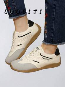 Giày thể thao nữ đế bằng kiểu dáng thường ngày mới năm 2026 - Đen và trắng - Xem 5