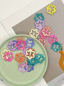 50pcs Girls Cute Colorful Flower Hair Clips, Y2K Holiday Hair Accessories, Ideal Gift Choice, Random Colors - Multicolor - View 3
