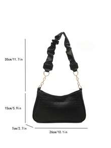 New Fashion Retro Commuting Black Simple Pleated One-Shoulder Cloud Bag - Black - View 9