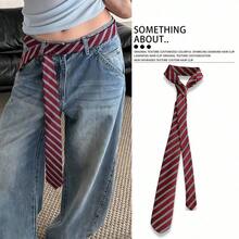 1pc Vintage Striped Tie, Y2K Style Belt, Women's Punk Chic High-End Versatile Waist Rope Accessory2026 - Multicolor - View 4