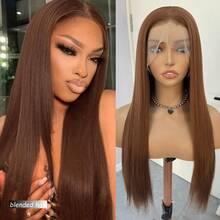 Straight Lace Front Wigs Human Blended Hair 13x4 Lace Frontal Wigs 180 Density Unprocessed Brazilian Straight Virgin Human Blended Hair Wigs Pre Plucked With Baby Hair For Women 8-36 Inch Brown - Brown - View 1