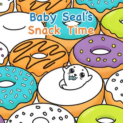 Hora del refrigerio de la foca: Un libro para colorear lindo, 24 páginas de dibujos simples y adorables, ideal como regalo de cumpleaños, regreso a la escuela o Pascua para familiares y amigos, también adecuado como artículos de papelería y de oficina, tamaño 7.9x7.9 pulgadas