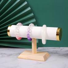 Wooden Bracelet Display Stand, Jade & Jadeite Bangle Holder, Jewelry Storage Organizer - Beige - View 8