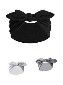 1/3/4/6个装女士蝴蝶结兔耳发箍，波西米亚风超宽可爱兔耳打结发箍，情人节发饰 - 彩色 - 查看 10