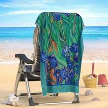 GEL HUT MUN 1 Khăn tắm biển Van Gogh Iris: Thiết kế nghệ thuật mùa hè, Khăn tắm biển cỡ lớn bằng polyester nhanh khô, chống cát và chống tia UV, nhẹ và thoải mái, cần thiết cho lướt sóng, bơi lội và yoga, phụ kiện bãi biển, họa tiết Van Gogh. - 2 - Xem 2