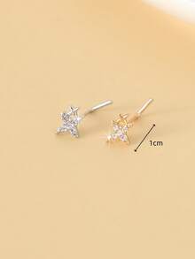 1pc Star Nose Stud, L-Shaped Nose Ring, Fashion Nose Piercing Jewelry - Multicolor - View 3