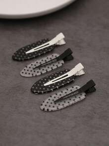 4 kẹp tóc bằng sợi acetate đen trắng - Phù hợp cho nữ, kẹp cá sấu acrylic, phụ kiện dễ thương cho tóc mái và tóc xoăn, dụng cụ tạo kiểu tóc thời trang, vật dụng trang điểm thiết yếu khi đi du lịch và sử dụng hàng ngày, quà tặng cho phái nữ, kẹp càng cua, kẹp tóc, ghim cài tóc, kẹp tóc - Nhiều màu - Xem 1