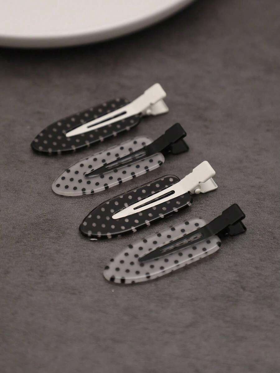 4 kẹp tóc bằng sợi acetate đen trắng - Phù hợp cho nữ, kẹp cá sấu acrylic, phụ kiện dễ thương cho tóc mái và tóc xoăn, dụng cụ tạo kiểu tóc thời trang, vật dụng trang điểm thiết yếu khi đi du lịch và sử dụng hàng ngày, quà tặng cho phái nữ, kẹp càng cua, kẹp tóc, ghim cài tóc, kẹp tóc - Nhiều màu - Xem 1