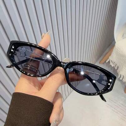 1 par de gafas de moda de estilo callejero coreano con diseño de ojo de gato, diseño de metal hueco