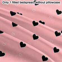 1件简约现代心形几何“心与魂”印花磨毛床笠，卧室印花床罩，床垫罩，床垫保护套，防尘罩，床上用品（不含枕套） - 彩色 - 查看 4
