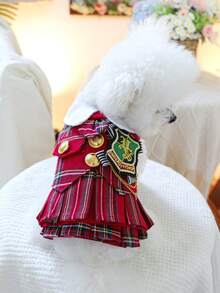 1pc Pet Dress, Cute Dress Clothes For Small Dogs & Cats - Red - View 7