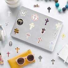 61pcs Cross Vinyl Stickers, Beautiful And Practical, Suitable For Scrapbooks, Diaries, Bumpers, Skateboards, Water Bottles, Helmets, Water Cups, Car Stickers, Etc. - Random - View 3