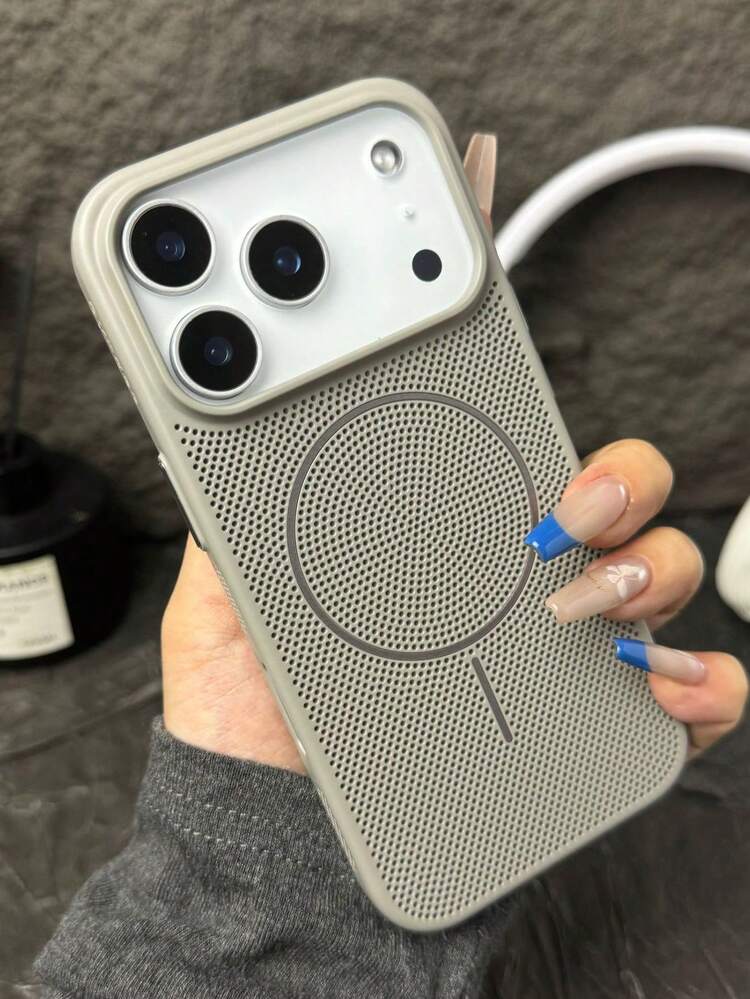 磁吸式单件透气荧光无线充电手机壳，适用于 17 Pro Max、Air 16、15、14、13、12、11 Pro Max Plus | 液态硅胶 | 超薄保护壳 | 手机 - 灰色 - 查看 1