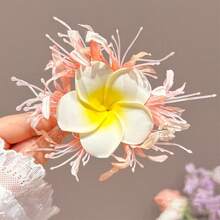 1pc/4pcs Spring & Summer New Faux Plumeria Hair Clips, Beach Vacation Style Side Bangs Duck Clip Hair Accessories - Multicolor - View 10