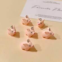 10/20pcs/Pack Kawaii Small Pig Resin Charms Lovely Animal Pet Choker Pendant Accessory DIY Phone Chains Jewelry Make - Multicolor - View 2