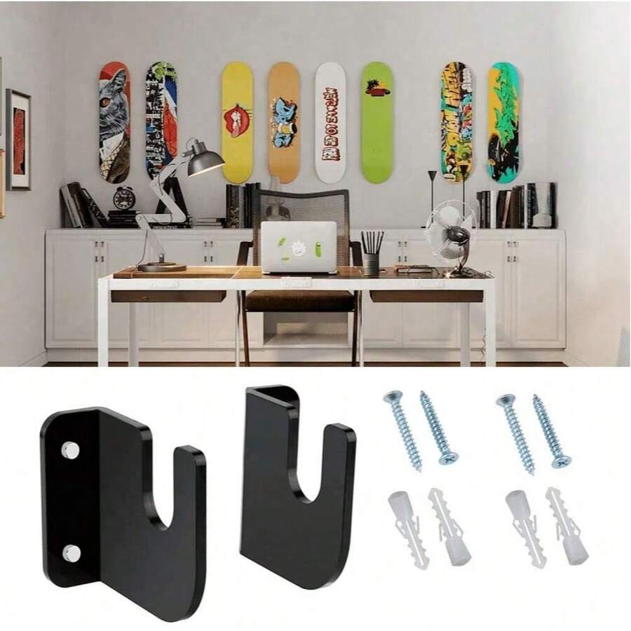 1/2/4 Pairs Acrylic Skateboard Wall Mount Display Rack, Indoor Floating Skateboard Storage Holder, Skateboard Enthusiast Gift - Multicolor - View 1
