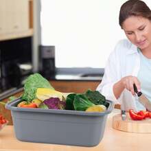 4-Pack 14 Quart Plastic Wash Basins, Rectangular Dishpan Wash Tub, Grey - Kiểu 1 - Xem 6