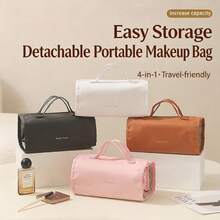 New Foldable Waterproof Large Capacity Travel Makeup Bag, Detachable Portable Toiletry Organizer, Unisex - Black - View 8