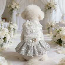 1pc Pet Wedding Dress, Bridesmaid Outfit For Cats And Dogs - White - View 14