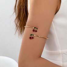 1pc Fashionable, Elegant And Sweet Cherry Design Rhinestone Bracelet, Suitable For Women's Daily Wear - Multicolor - View 1