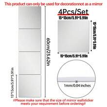4/8pcs Square Decorative Mirror Wall Stickers, 3D Mirror Tile Wall Stickers, DIY Wall Decor, 1mm Ultra-Thin Acrylic Mirror Stickers, Wall Stickers, Vinyl Stickers, Home Decor, Spring Decor, Home Renovation - Square - View 22