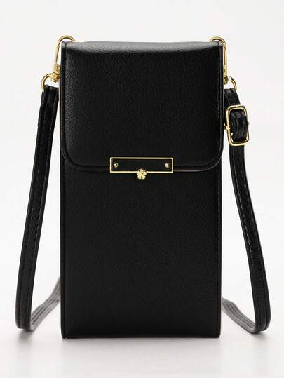 New Snowflake Metal Decor Crossbody Phone Wallet, With Zipper Coin Pouch Fits Coins, Bills, Credit/Debit Cards, Gift & Travel Friendly