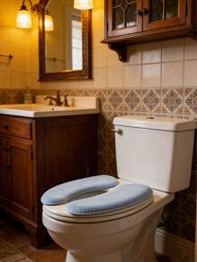 2pcs Toilet Seat Cushion, Thickened Adhesive Toilet Seat Cover, Waterproof, Suitable For All Seasons - Multicolor - View 4