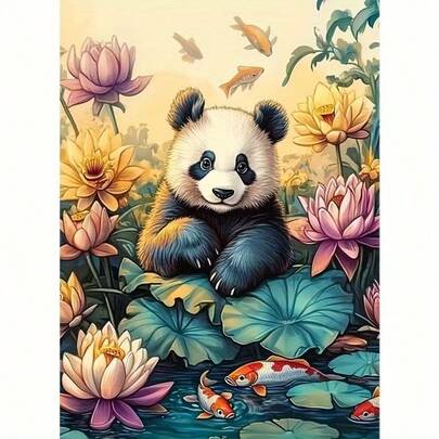 1pc [30*40cm/11.8*15.7in]5D Acrylic Diamond Painting Kit, Panda Pattern, Suitable For Adult Beginners DIY Mosaic Diamond Art, Full Drill Handmade DIY Diamond Painting, Suitable For Living Room, Bedroom, Office Wall Decor, Surprise Gift For Family And Friends, Frameless