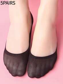1/5/10双装女士隐形防滑硅胶内衬袜，薄绒低帮踝袜，适合搭配乐福鞋和平底鞋，春夏秋季均适用 - 彩色 - 查看 9