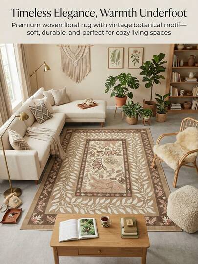 1 pieza Alfombra, Alfombra, Alfombra de área, Felpudo, Pasillo - Clásico americano a rayas con flores - Elegante retro bohemio - Alfombra de gran tamaño para el hogar para baño, cocina, entrada, pasillo, mesita de noche, sala de estar, dormitorio, alfombra lavable a máquina para todo el año, decoración del hogar