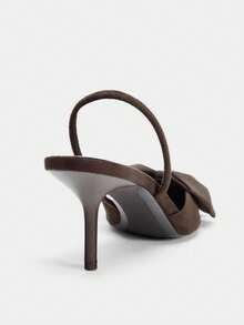 Mẫu giày cao gót hở gót mũi nhọn màu xám nâu dành cho nữ, hàng mới về mùa Xuân/Hè 2026. - màu nâu - Xem 4