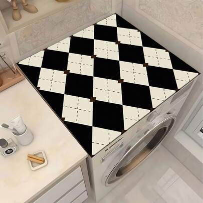 1pc Black & White Checkerboard Pattern Dish Drying Mat, Absorbent Quick Dry Kitchen Counter Pad, Non-Slip Drip Mat For Coffee Maker, Rubber Material, Kitchen Essential, Home Accessory