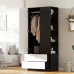 Wardrobe With Mirror And Single Door. This Modern Wardrobe With 2 Drawers And 4 Shelves Is Ideal For Versatile Storage In Your Bedroom. Black And White, Dimensions: 80 X 40 X 180 Cm