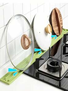 1件/2件装硅胶厨房用具沥水垫 - 带槽盖收纳架，防滑台面整理架，可放置勺子、盖子和餐具，多功能炉灶勺架，经久耐用，易于清洁，厨房收纳整理 | 现代厨房用品 | 耐用硅胶材质，碗碟沥水垫，台面沥水垫，厨房台面垫，厨房台面沥水垫 - 彩色 - 查看 4