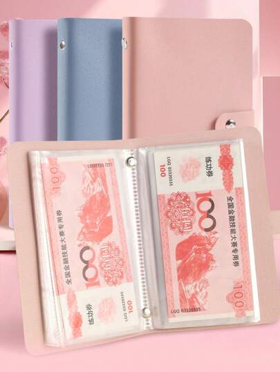 1 Paper Money Storage Book, PU Material, Can Hold 100 Paper Money, Paper Money, Photos, Stamps, Bank Card Storage Book A6 Size Large Capacity Cash Storage Notebook With 50pcs Inner Pages, Back To School, School Supplies,Savings Plan,Biweekly Savings Plan,10000 Savings Plan,Savings Strategy