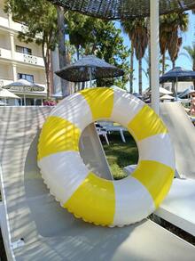 1PC Yellow Retro Striped Blue Swimming Ring Thickened Underarm Float For Kids Sweet Little Girls Summer Vacation Party Universal - Yellow - View 3