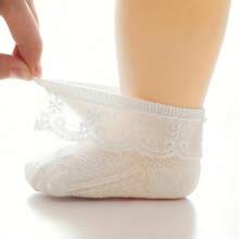 5/1 Pair Baby/Toddler Girls' Lace Trim Socks, Sweet Princess Style, Dance Socks, Breathable Mesh, Contrast Lace Design, White, Pink, Fashionable & Elegant, Classic Versatile, Suitable For Spring/Summer/Autumn, 0-5 Years Old, Lovely Gift - Multicolor - View 10