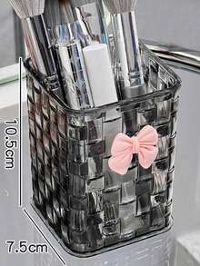 1个亚克力蝴蝶结笔筒，透明桌面收纳盒，可放置化妆刷和口红，优质 - 彩色 - 查看 5