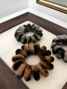 Leopard Print Fluffy Telephone Wire Hair Scrunchies, High Elasticity No Damage Bun Holder Hair Ties, Fashionable Commuting Hair Accessories For Women Ponytail Holders Hair Rubber Bands Hair Rope Elastic Hair Tie - Multicolor - View 4