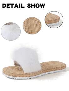 Sandalias planas ligeras y esponjosas para mujer, versátiles sandalias de playa para vacaciones de verano, tallas grandes, suela suave de EVA - Blanco - Ver 6