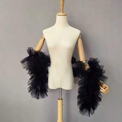 1pc Multicolor Bridal Chiffon Shawl, Suitable For Wedding Dress, Formal Occasions, Galas, Photoshoots, Stage Performances, Fashion Shows, Street Style And More