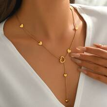 LIEBEIRIS 1件18K镀金极简主义镂空心形不锈钢项链，适合女性日常佩戴和作为礼物 - 金色 - 查看 5